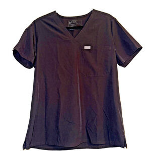 FIGS Catarina One-Pocket Scrub Top Women's Medium Black V-Neck Medical Uniform‎